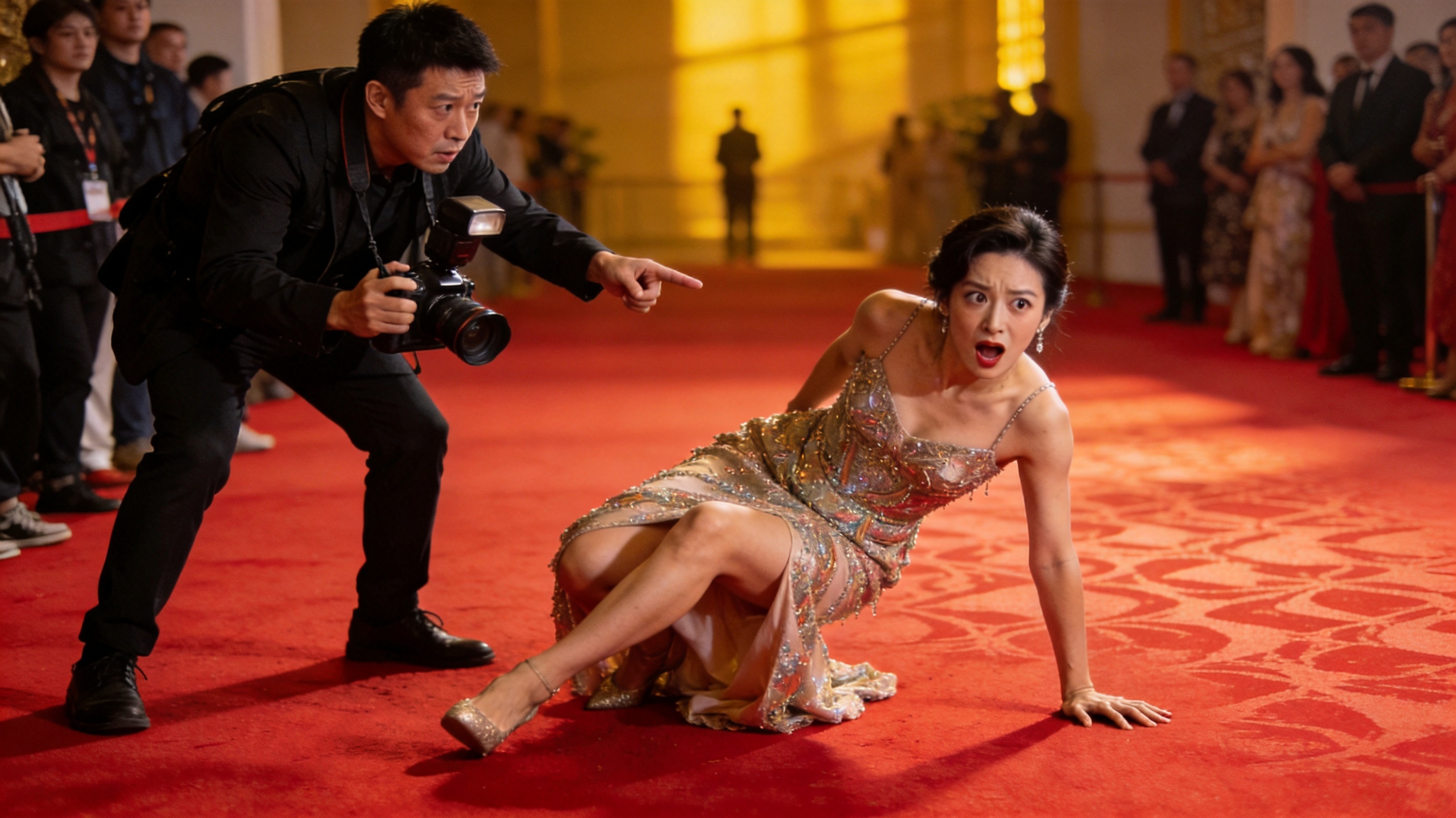 女星紅毯假摔博眼球